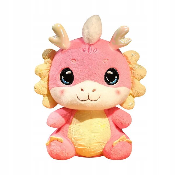 Chinesischer Drache, Stofftier, rosa, 25 cm – Dekoration und Geschenk für das neue Jahr