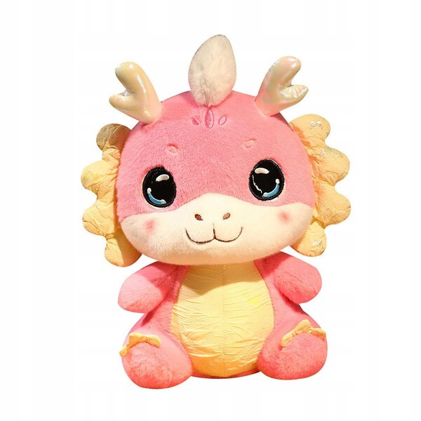 Chinesischer Drache, Stofftier, rosa, 25 cm – Dekoration und Geschenk für das neue Jahr