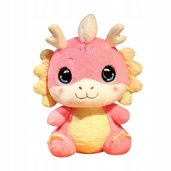 Chinesischer Drache, Stofftier, rosa, 25 cm – Dekoration und Geschenk für das neue Jahr