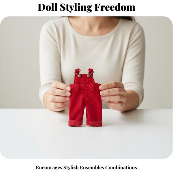 Salopette Miniatura per Bambole BJD Kaki con Dettagli Realistici e Bretelle