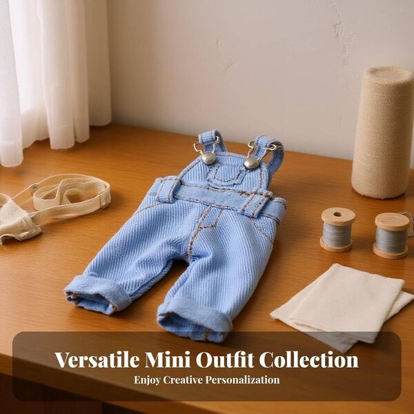 Salopette Miniatura per Bambole BJD Kaki con Dettagli Realistici e Bretelle