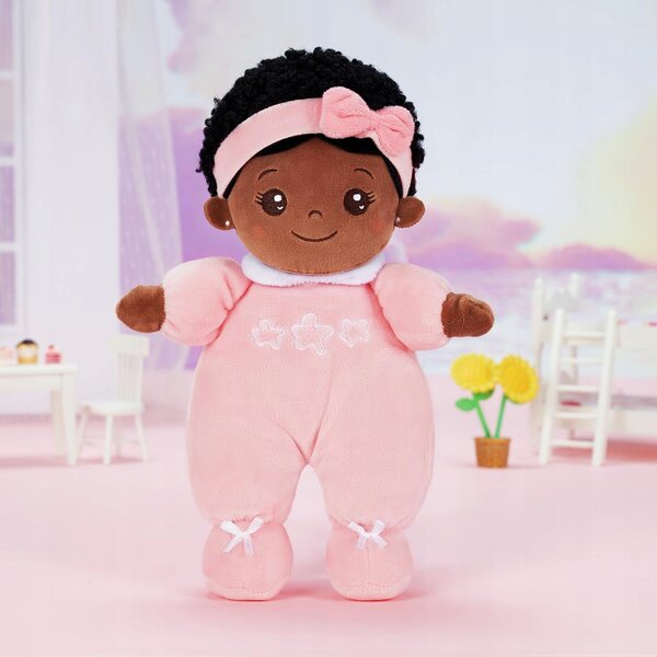 Bambola morbida per neonati in tessuto rosa 25 cm per bambini 3 anni+