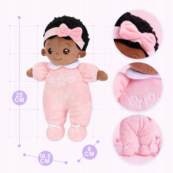 Bambola morbida per neonati in tessuto rosa 25 cm per bambini 3 anni+