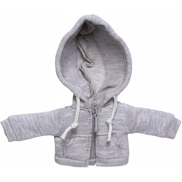 Felpa con Cappuccio per Bambola OB11 Grigio con Cerniera, Stile Casual e Realistico