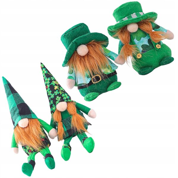 Set mit 4 grünen Cartoon-Spielzeugen für Kinder, perfekt für den St. Patrick's Day