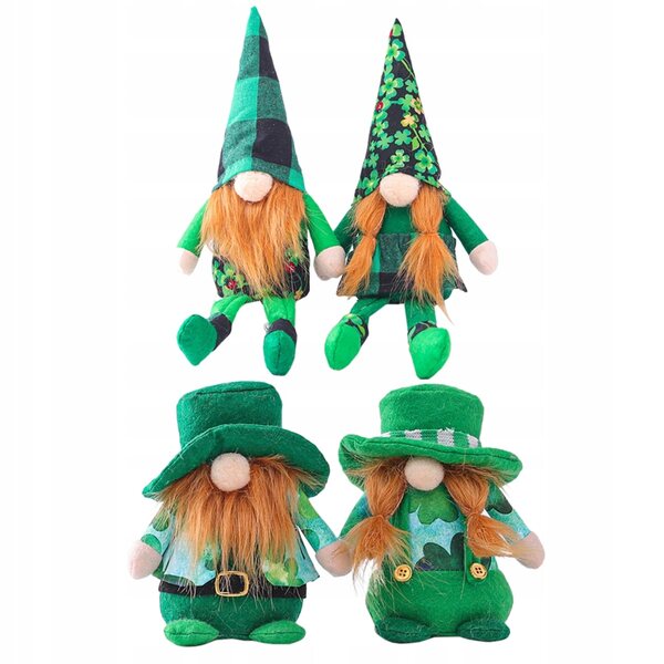 Set mit 4 grünen Cartoon-Spielzeugen für Kinder, perfekt für den St. Patrick's Day