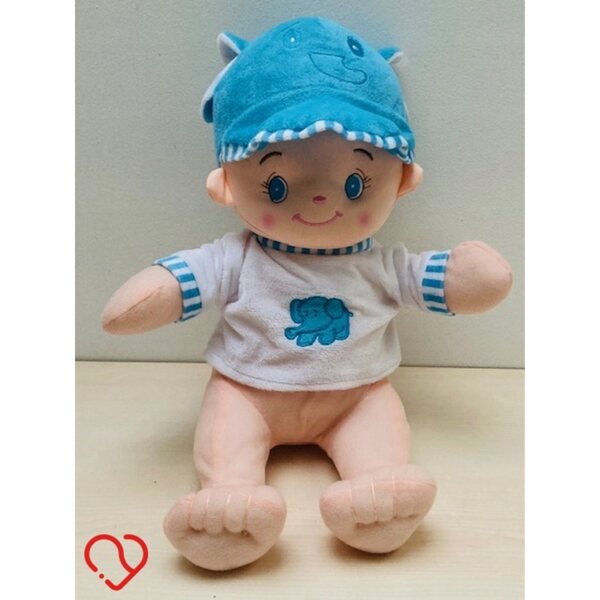 Bambola di pezza elefantentino blu 35 cm ideale per bambini da 6 mesi in su