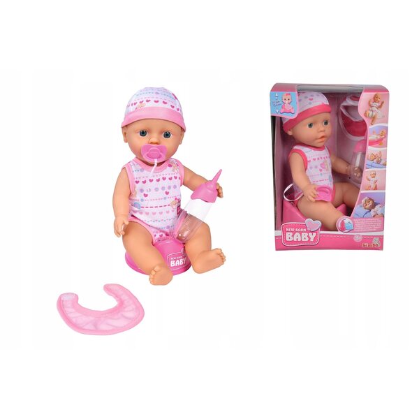 Simba New Born Babypuppe 30 cm mit Trinkfunktion für Kinder ab 3 Jahren
