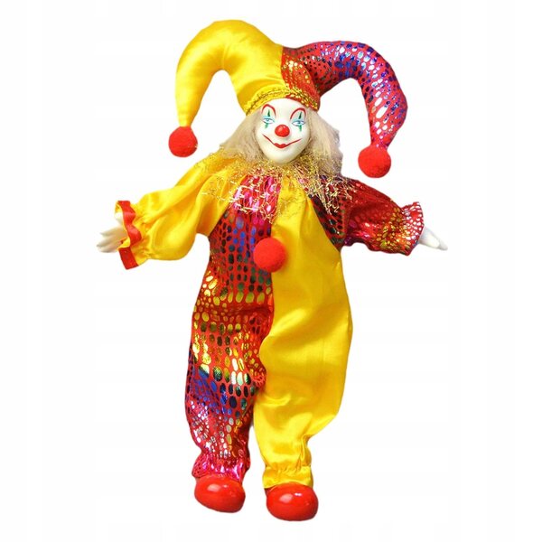 Clownpuppe aus Porzellan, 25 cm – Kunsthandwerkliche Dekoration für Zuhause und Büro