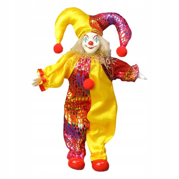 Clownpuppe aus Porzellan, 25 cm – Kunsthandwerkliche Dekoration für Zuhause und Büro