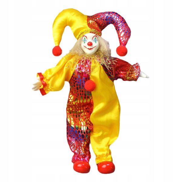 Clownpuppe aus Porzellan, 25 cm – Kunsthandwerkliche Dekoration für Zuhause und Büro