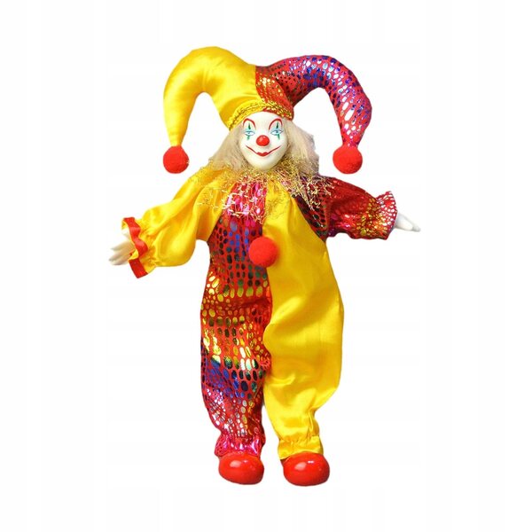 Clownpuppe aus Porzellan, 25 cm – Kunsthandwerkliche Dekoration für Zuhause und Büro