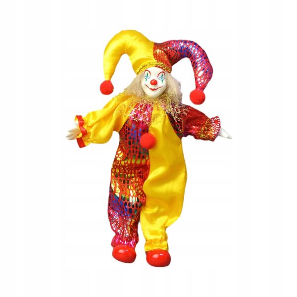 Clownpuppe aus Porzellan, 25 cm – Kunsthandwerkliche Dekoration für Zuhause und Büro