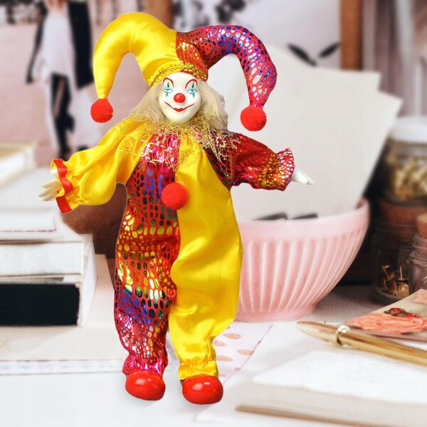 Clownpuppe aus Porzellan, 25 cm – Kunsthandwerkliche Dekoration für Zuhause und Büro