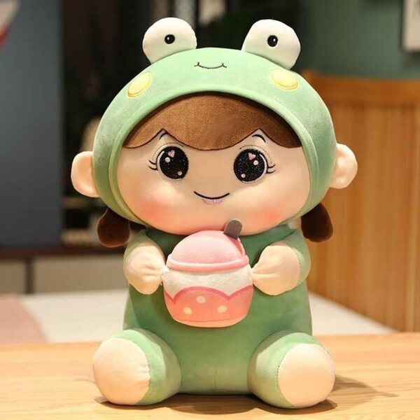 Bambola Frog Girl: Morbida bambola di stoffa a forma di rana, regalo perfetto