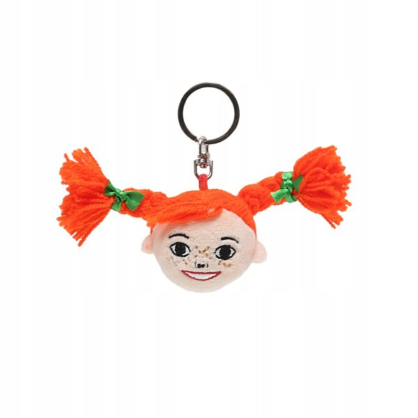 Breloczek Pippi Langstrumpf con testa ricamata, accessorio colorato per bambini