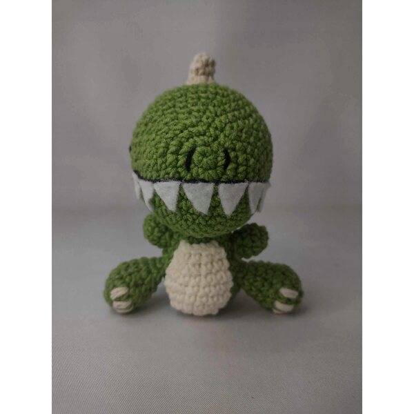Dinosauro T-Rex Peluche Amigurumi 11 cm Verde - Giocattolo Morbido e Sicuro