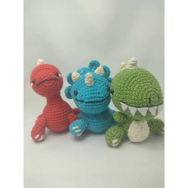 Dinosauro T-Rex Peluche Amigurumi 11 cm Verde - Giocattolo Morbido e Sicuro