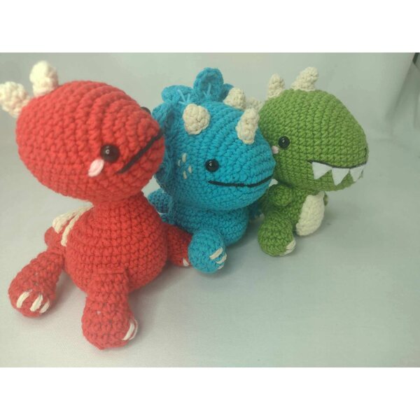 Dinosauro T-Rex Peluche Amigurumi 11 cm Verde - Giocattolo Morbido e Sicuro