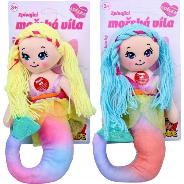 Bambola tessile sirena Made 38 cm con suoni e colori vivaci per bambini