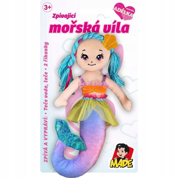 Bambola tessile sirena Made 38 cm con suoni e colori vivaci per bambini
