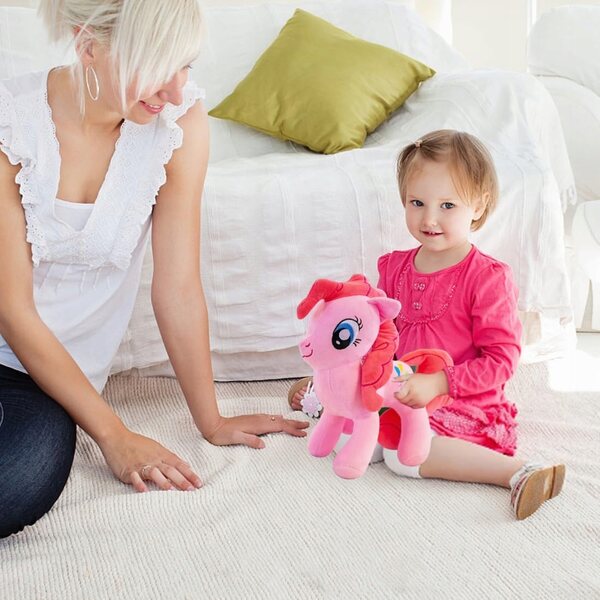 Peluche cavallo arcobaleno rosa 20 cm, morbido giocattolo per bambini 3+