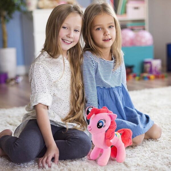 Peluche cavallo arcobaleno rosa 20 cm, morbido giocattolo per bambini 3+