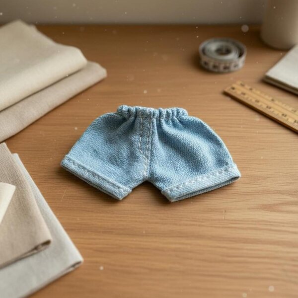 Pantaloncini Denim Chiaro per Bambola OB11 BJD 1/12 Stile Casual e Resistente