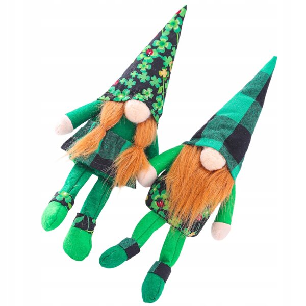2 bunte Deko-Puppen für den St. Patrick's Day, weich und handgefertigt