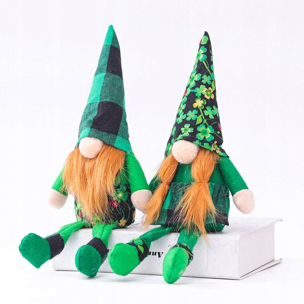 2 bunte Deko-Puppen für den St. Patrick's Day, weich und handgefertigt