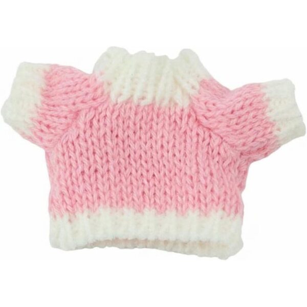 Predolo Mini Maglione Lavorato per Bambola in Cotone Rosa e Bianco, Facile da Indossare
