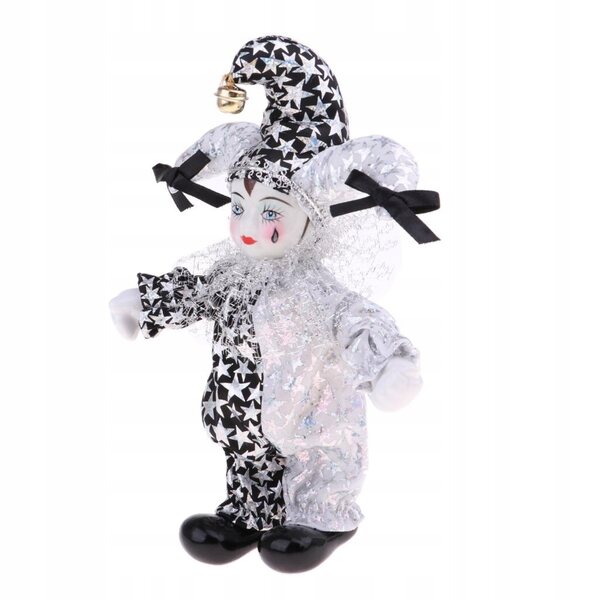 Lallice Porcellana Italiana Harlekin 22 cm con Abito Broccato Dorato