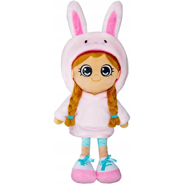 Aufsitz-Plüschtier mit weicher Mütze, graues Kaninchen, 40 cm, für Kinder ab 3 Jahren