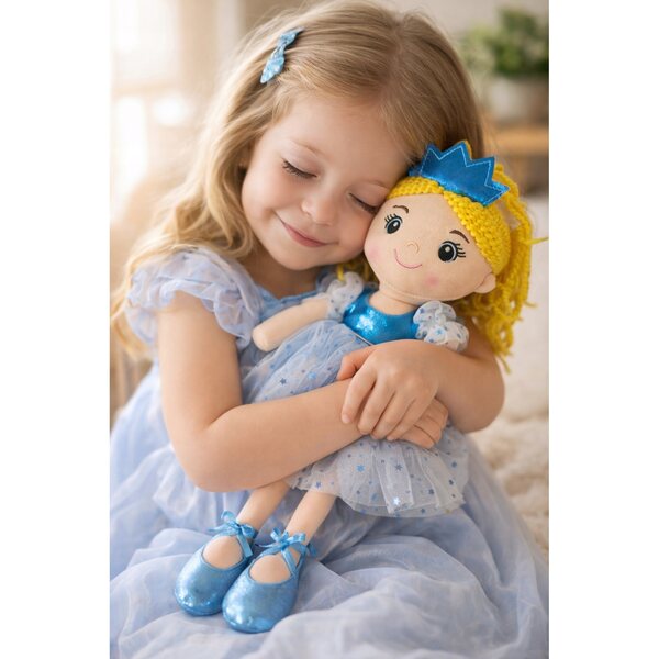 Magica Bambola Principessa in Abito Blu Morbida e Coccolosa per Bambini