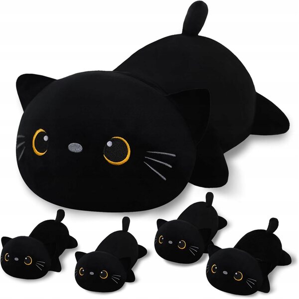 Plush nero gatto 5in1 con cuccioli morbida bamboletta regalo