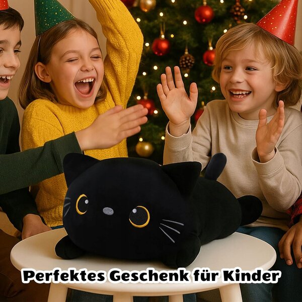 Plush nero gatto 5in1 con cuccioli morbida bamboletta regalo