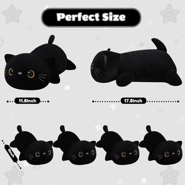 Plush nero gatto 5in1 con cuccioli morbida bamboletta regalo
