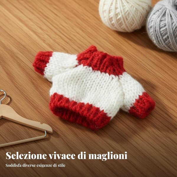Mini Maglione in Lana per Bambole in Cotone 8-15 cm - Abbigliamento Adorabile Grigio