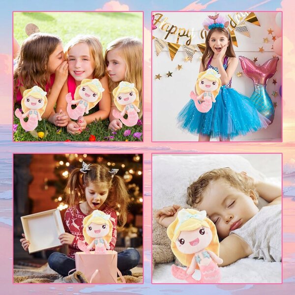 Wellxunk Syrenka Pluszowa Kawaii Giocattolo Morbido per Bambine dai 3 Anni