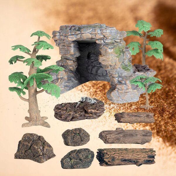 Set 11 Miniature Figurine da Giardino in Legno per Micro Paesaggi e Decorazioni