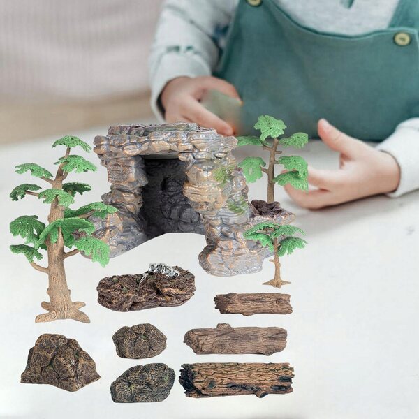 Set 11 Miniature Figurine da Giardino in Legno per Micro Paesaggi e Decorazioni
