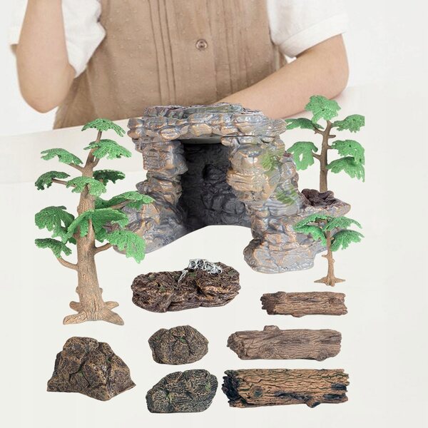 Set 11 Miniature Figurine da Giardino in Legno per Micro Paesaggi e Decorazioni