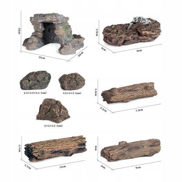 Set 11 Miniature Figurine da Giardino in Legno per Micro Paesaggi e Decorazioni
