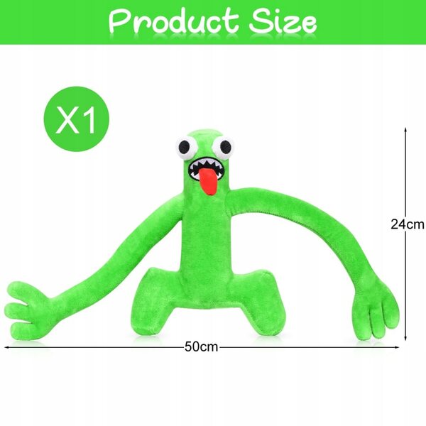 Regenbogenmonster, grünes Plüschtier für Kinder und Erwachsene, Höhe 24 cm