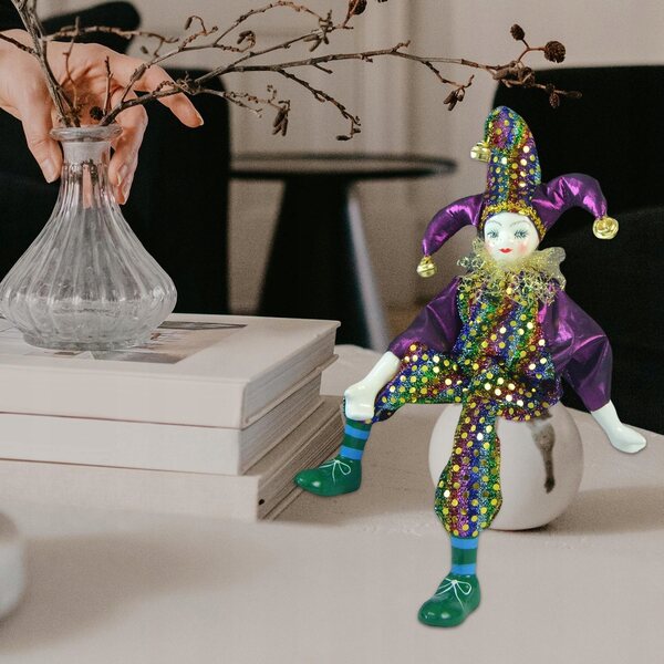 Bambola Porcellana Clown 38cm Vintage Fatto a Mano Decorazione Halloween