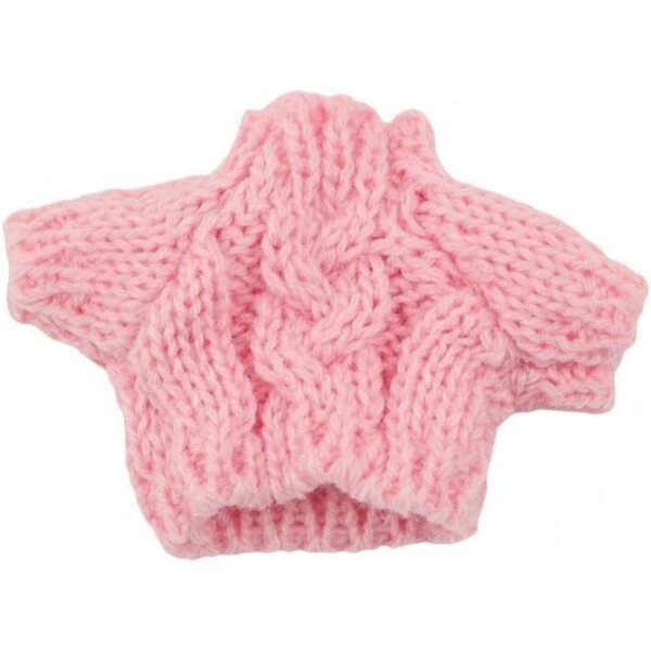 Mini-Wollpulloverkleid für Baumwollpuppen 8–15 cm, bezauberndes Rosa