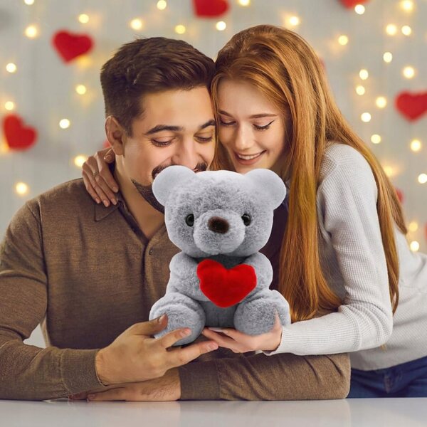 Fouvin Teddybär mit Herz 23 cm, perfektes Geschenk für Kinder ab 3 Jahren