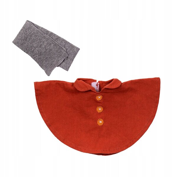 EcoBuds Rubens Barn Herbst-Puppenkleidung – Poncho und Schal aus Bio-Baumwolle