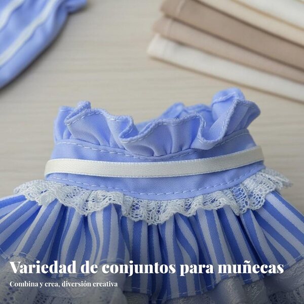 Lolita-Kleidung für 1/6 BJD-Puppen – elegantes und komplettes blaues Dienstmädchen-Outfit