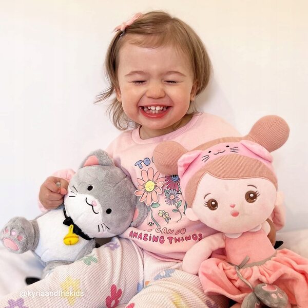 Bambola Morbida per Neonati con Gattino 32 cm - Giocattolo Morbido per Bambini 3+